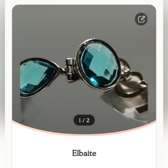 Anne Klein AK Aqua Blue Faceted Bracelet Heavy Silver Tone Glass? Stone? Elbaite - Picture 16 of 16